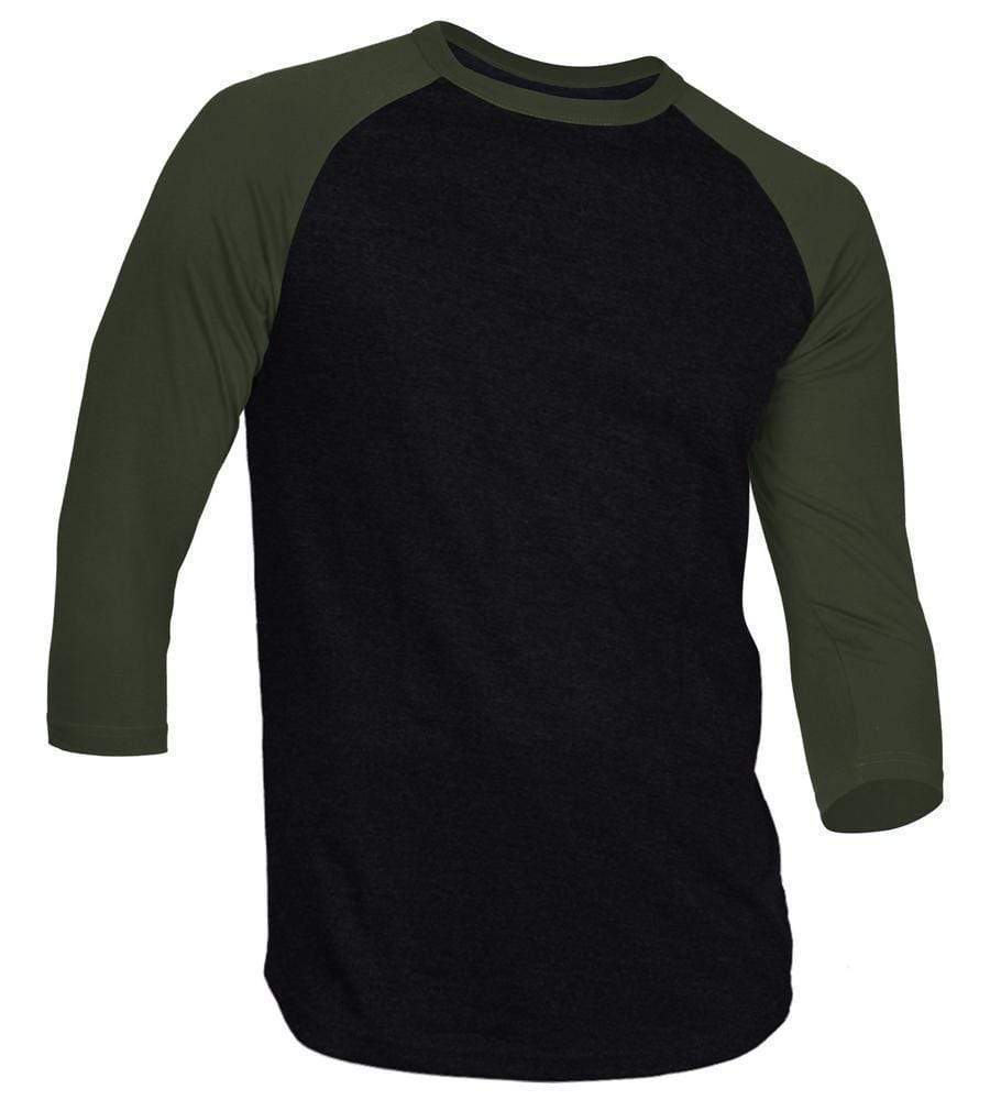 Dream USA Apparel S. Black & Hunter Green / 1XL Dream USA Men's Casual 3/4 Sleeve Baseball Tshirt Raglan Jersey Shirt Plus Size