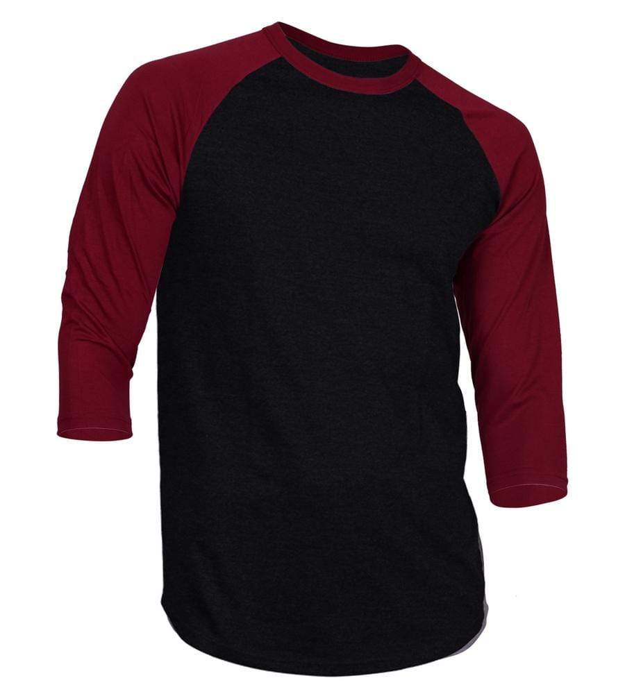 Dream USA Apparel U. Black & Burgundy / 3XL Dream USA Men's Casual 3/4 Sleeve Baseball Tshirt Raglan Jersey Shirt Plus Size