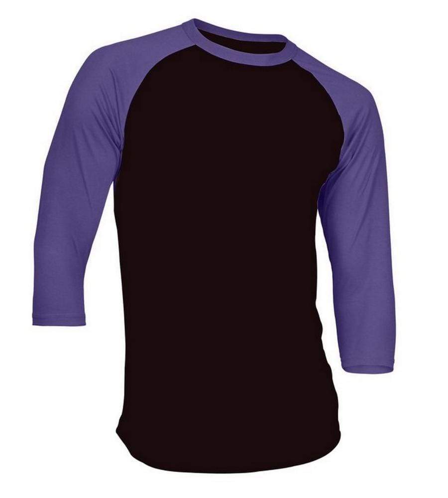 Dream USA Apparel W. Black & Purple / 3XL Dream USA Men's Casual 3/4 Sleeve Baseball Tshirt Raglan Jersey Shirt Plus Size
