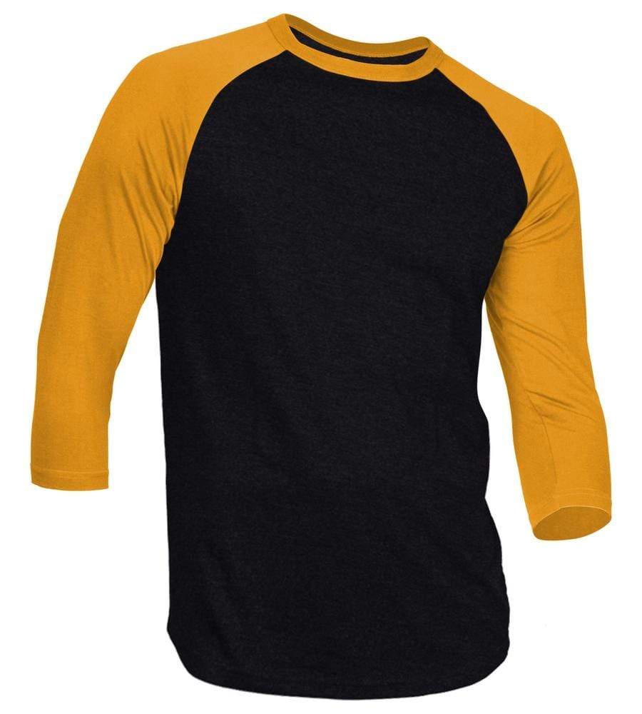 Dream USA Apparel X. Black & Gold / 3XL Dream USA Men's Casual 3/4 Sleeve Baseball Tshirt Raglan Jersey Shirt Plus Size