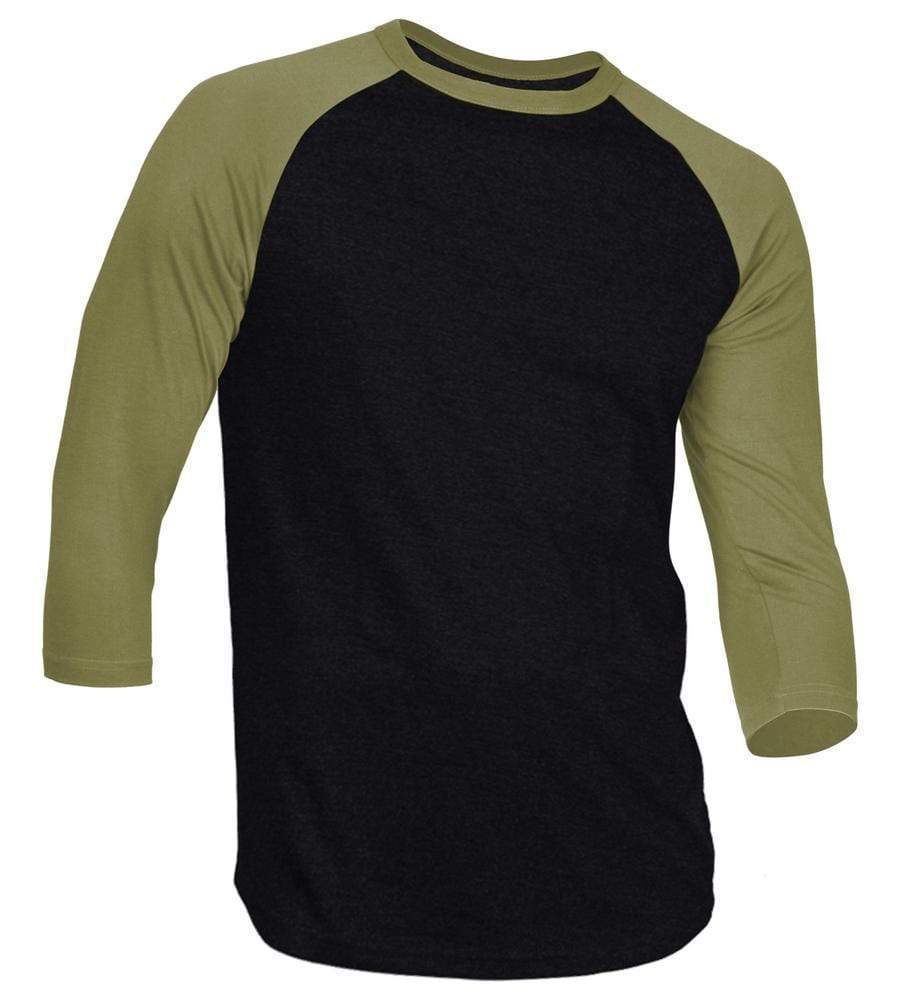 Dream USA Apparel Y. Black & Green Sand / 1XL Dream USA Men's Casual 3/4 Sleeve Baseball Tshirt Raglan Jersey Shirt Plus Size