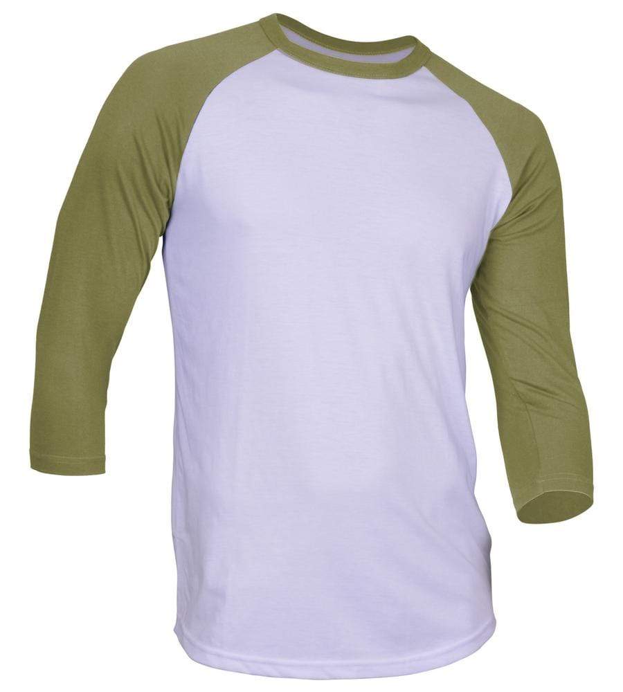 Dream USA Apparel Z. White & Green Sand / 1XL Dream USA Men's Casual 3/4 Sleeve Baseball Tshirt Raglan Jersey Shirt Plus Size