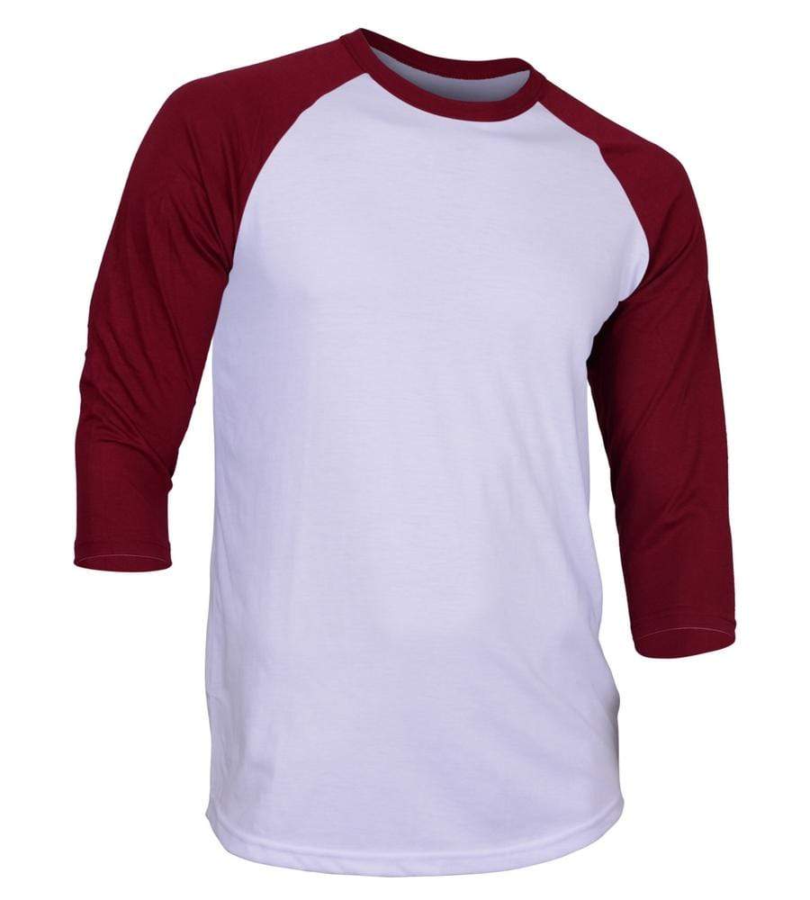 Dream USA Apparel V. White & Burgundy / Small Dream USA Men's Casual 3/4 Sleeve Baseball Tshirt Raglan Jersey Shirt