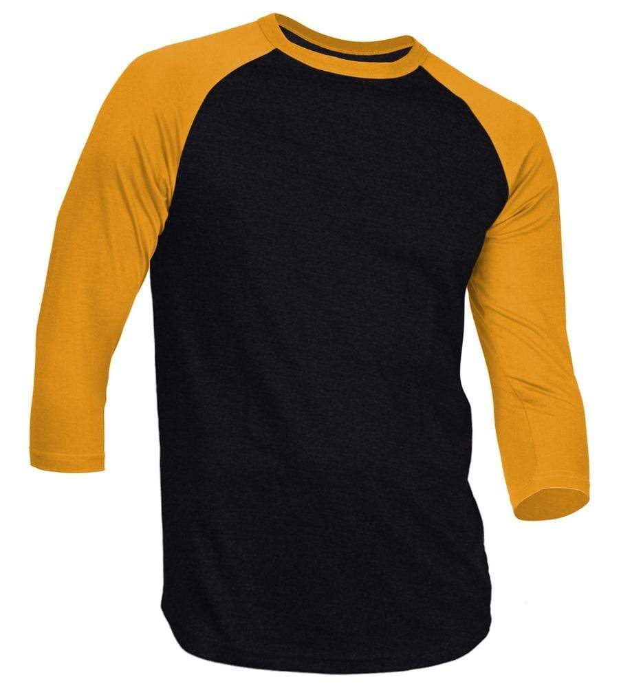 Dream USA Apparel X. Black & Gold / Small Dream USA Men's Casual 3/4 Sleeve Baseball Tshirt Raglan Jersey Shirt