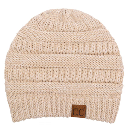 Keebon International Apparel Beige/Ivory C.C Trendy Warm Chunky Soft Stretch Two-Toned Cable Knit Beanie Skully