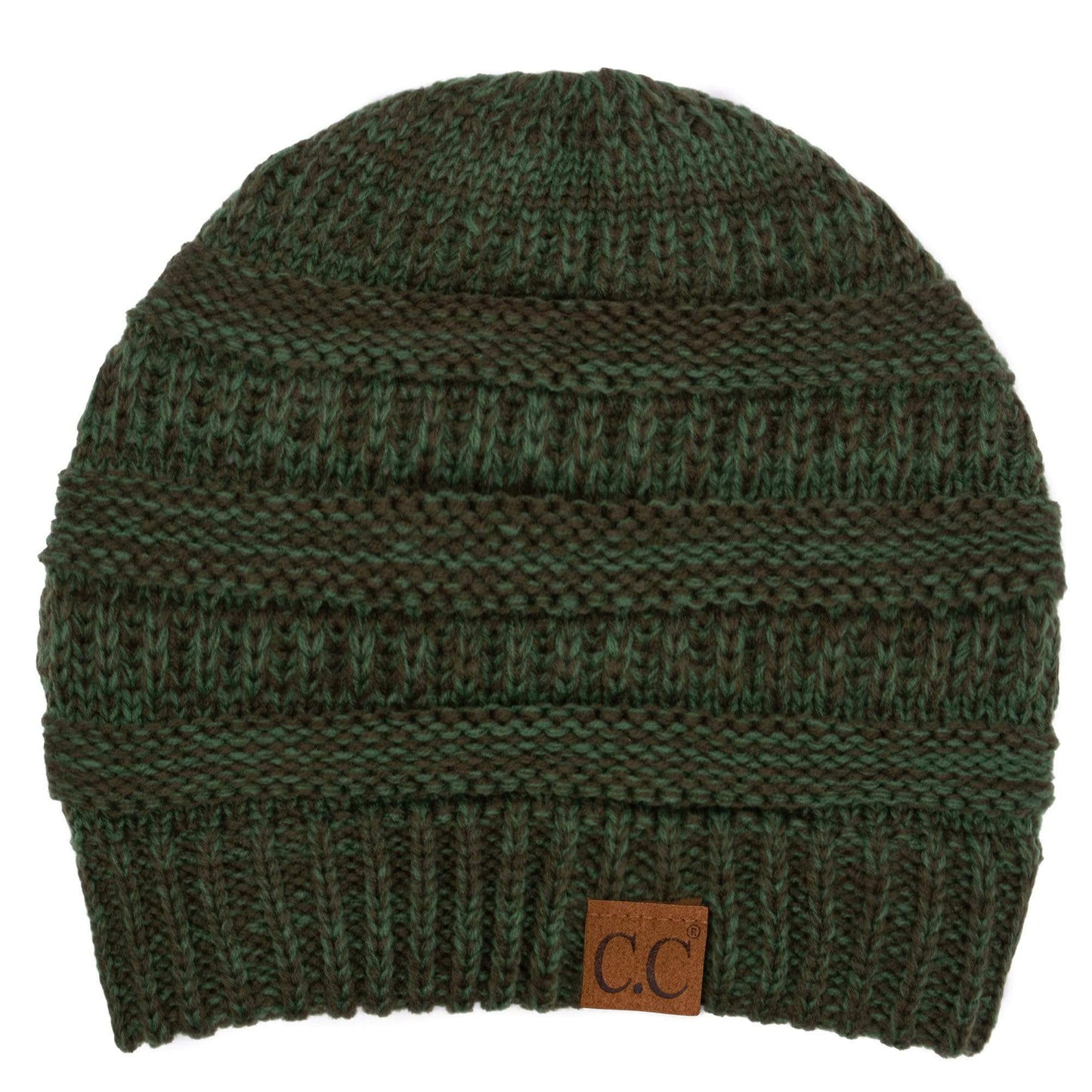 Keebon International Apparel Two Tone Olive C.C Trendy Warm Chunky Soft Stretch Two-Toned Cable Knit Beanie Skully