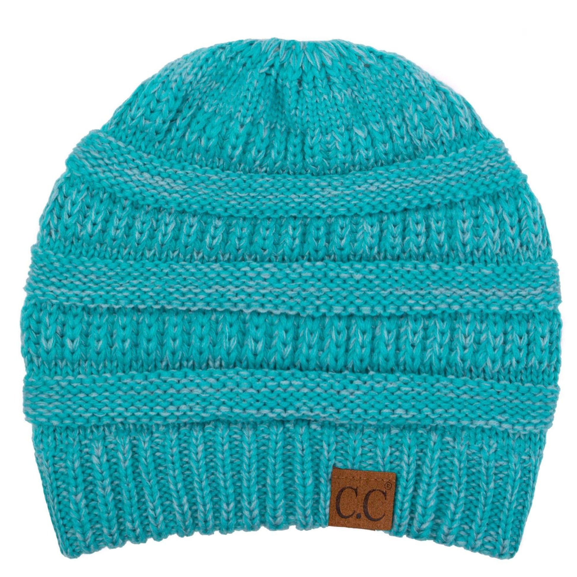 Keebon International Apparel Two Tone Sky Blue C.C Trendy Warm Chunky Soft Stretch Two-Toned Cable Knit Beanie Skully