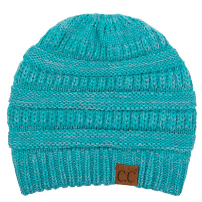 Keebon International Apparel Two Tone Sky Blue C.C Trendy Warm Chunky Soft Stretch Two-Toned Cable Knit Beanie Skully